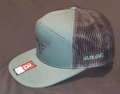 7 Panel Black & Green Richardson 168 with SHOT Buck Logo